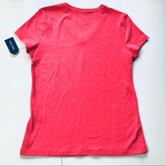 NAUTICA Womens Red Solid T-Shirt Short Sleeve V-Neck Size S MWOT - Picture 4 of 11